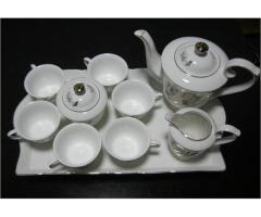 Porcelain Coffee Set with Golden Flowers