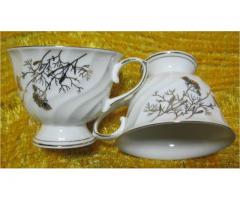 Porcelain Coffee Set with Golden Flowers