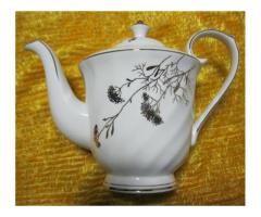 Porcelain Coffee Set with Golden Flowers