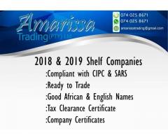 SHELF COMPANIES FOR SALE-READY TO TRADE-COMPLIANT WITH SARS AND CIPC