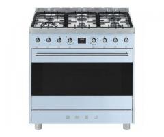 Smeg - 90CM Symphony 6 Burner Gas Hob / Electric Oven - Pastel Blue (C9MAAZSSA9)