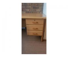 3 drawer oak coloured melamine study desk