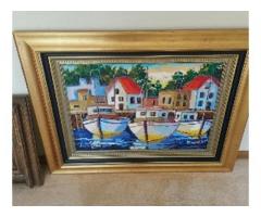 Large Oil Painting with gold Frame - Near Fourways