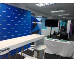 Audio visuals systems, Stages, Screens, Barstools, Staffing